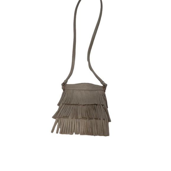 Laudi Vidni Custom Soft Grain Leather Crossbody Fringe Bag Grey - Very Rare Find - Picture 2 of 16